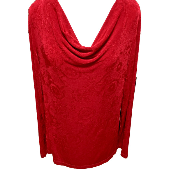 Chico's Travelers Women's Top Sz 3 (XL) Pullover Drape Neck Deep Red Slinky - Picture 1 of 10